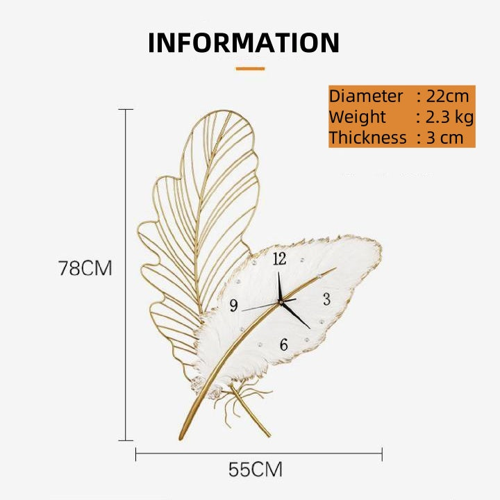 Feather-Inspired Luxury Wall Clock