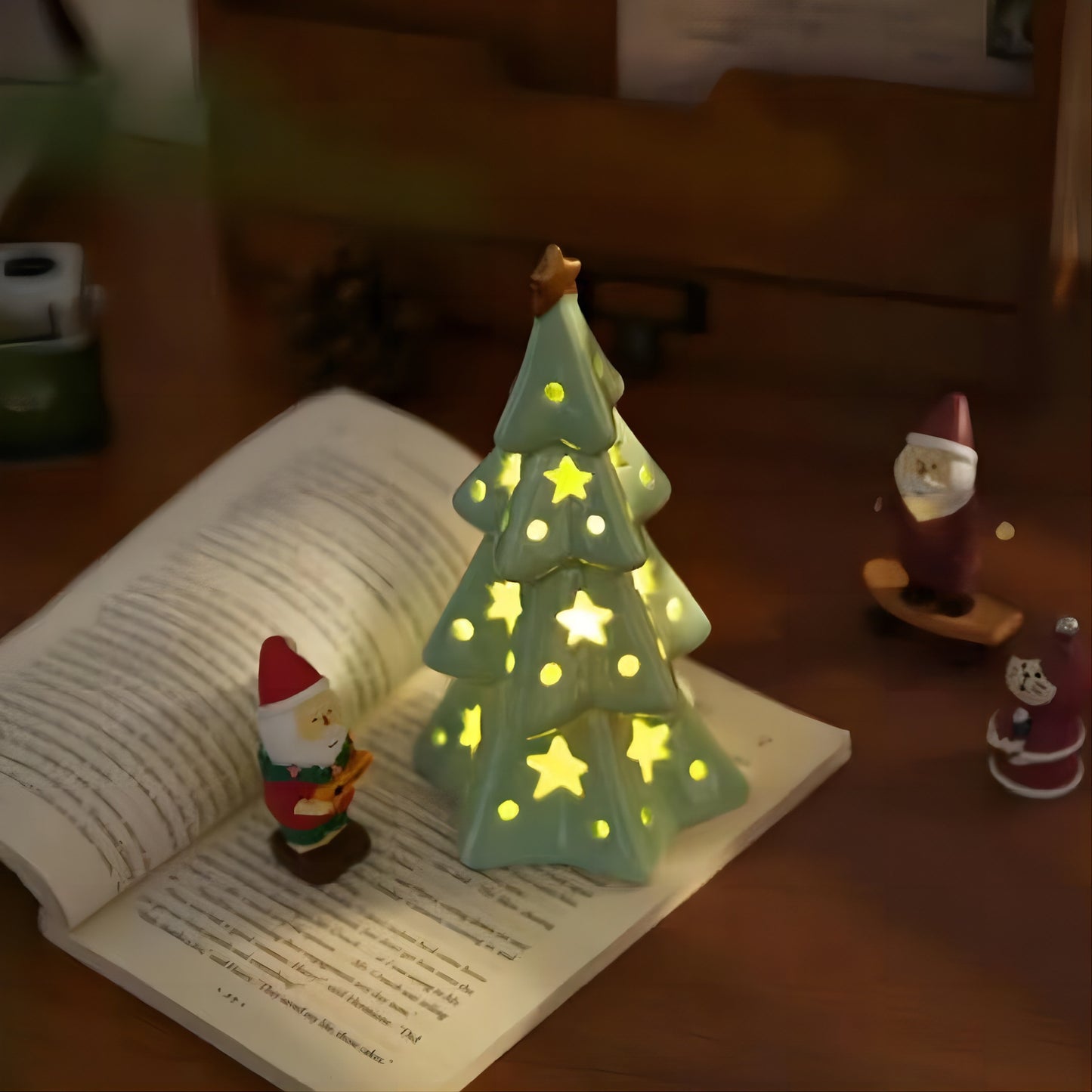 Charming Ceramic Star Christmas Tree Night Light