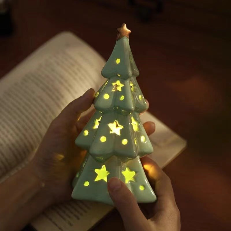 Charming Ceramic Star Christmas Tree Night Light