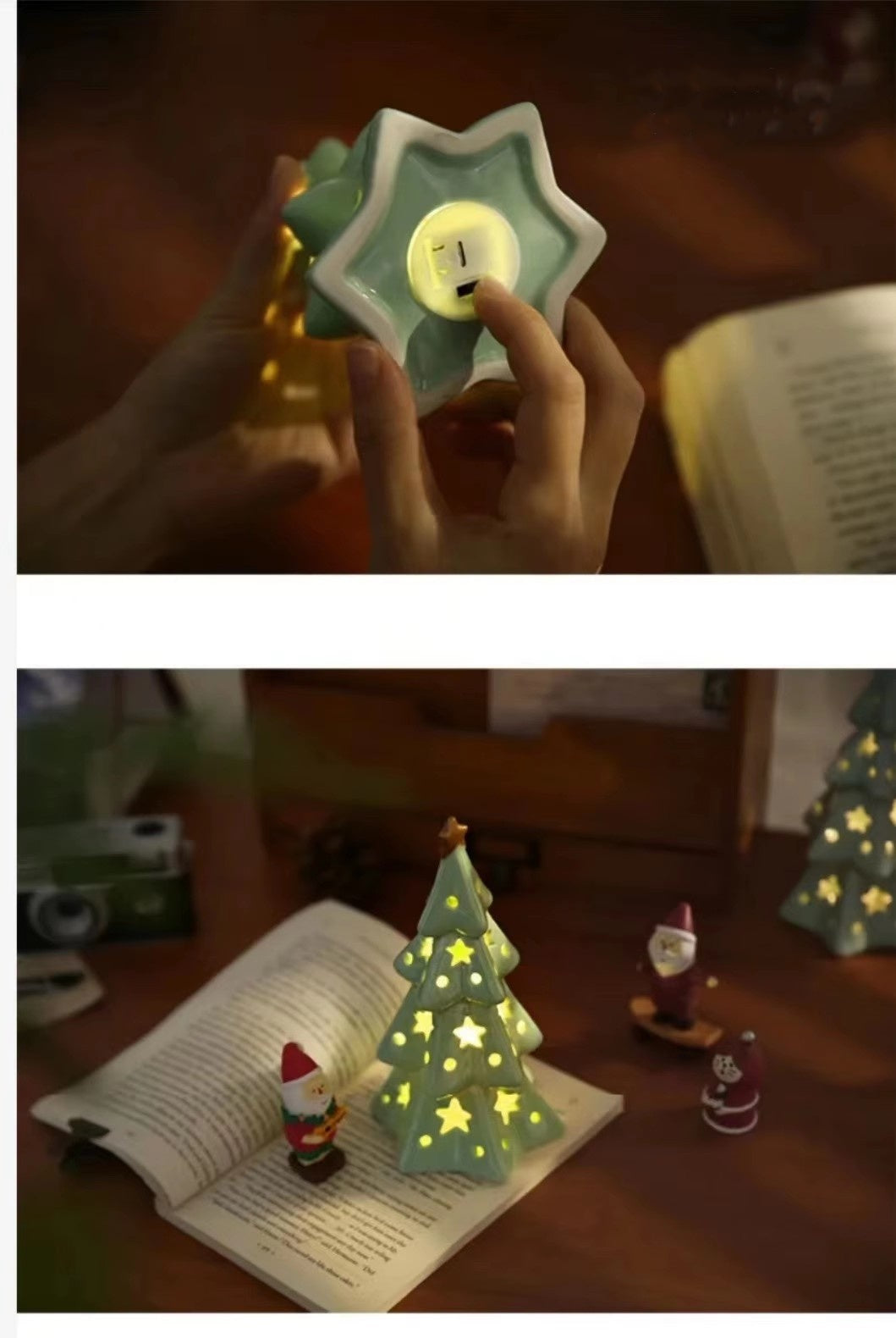 Charming Ceramic Star Christmas Tree Night Light