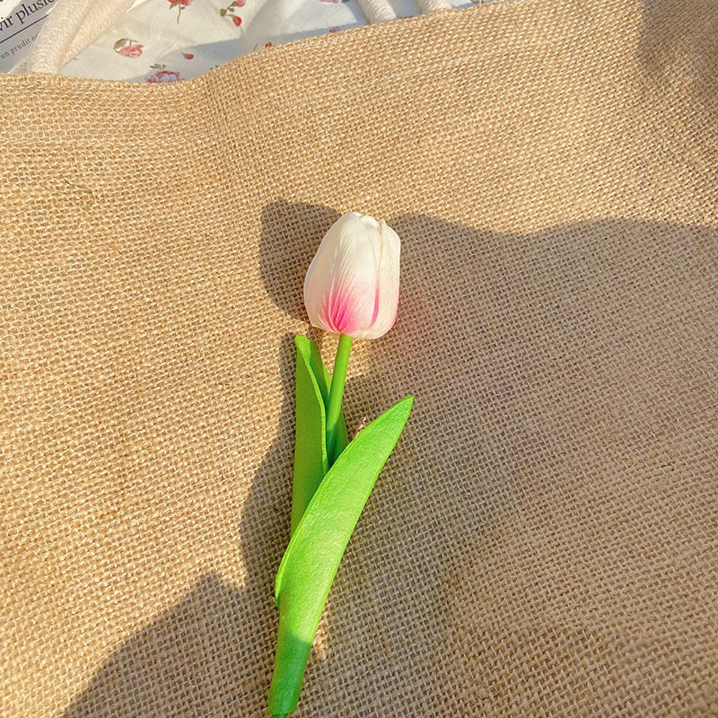 Elegant Faux Mini Tulip Bouquet - PU Real-Feel Flowers 8pcs