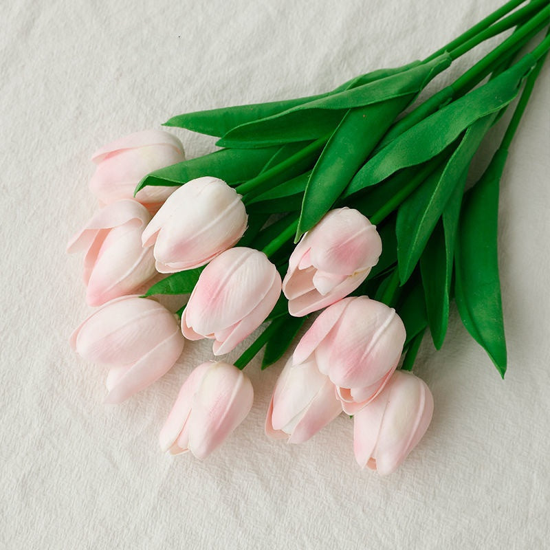 Elegant Faux Mini Tulip Bouquet - PU Real-Feel Flowers 8pcs