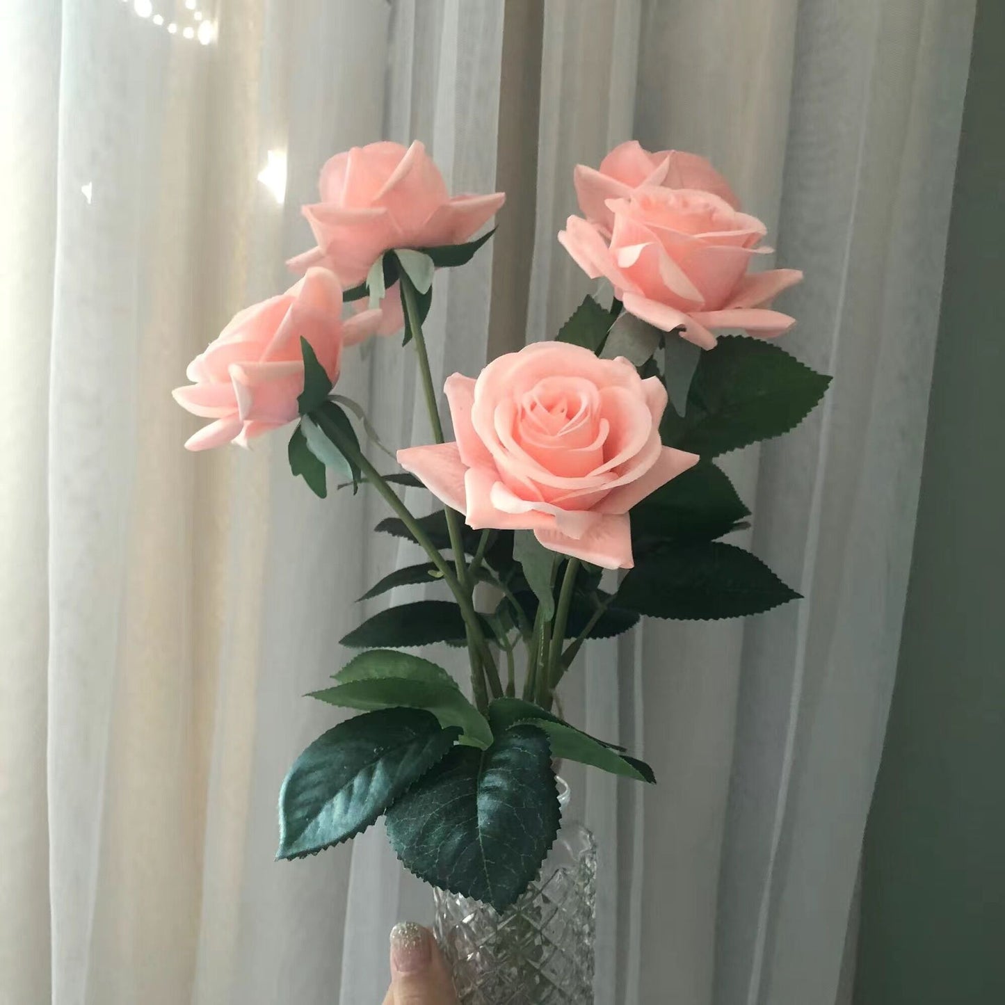 Premium Real-Feel Faux Rose Bouquet 5pcs