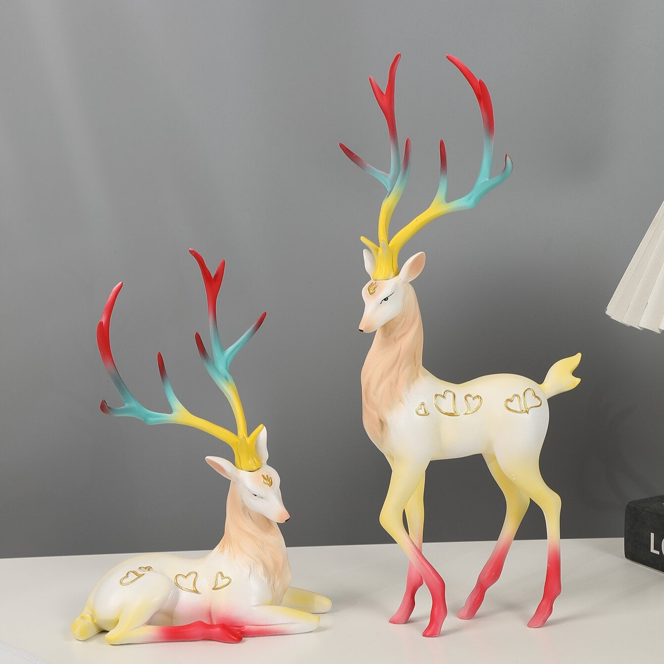 Whimsical Heart Deer Duo