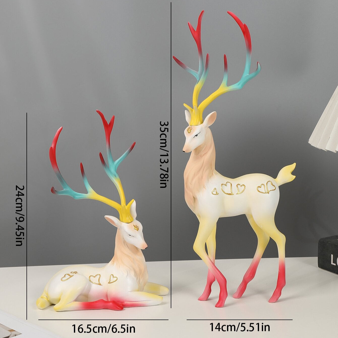 Whimsical Heart Deer Duo