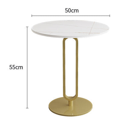 Luxury Round Stone Side Table with Elegant Frame