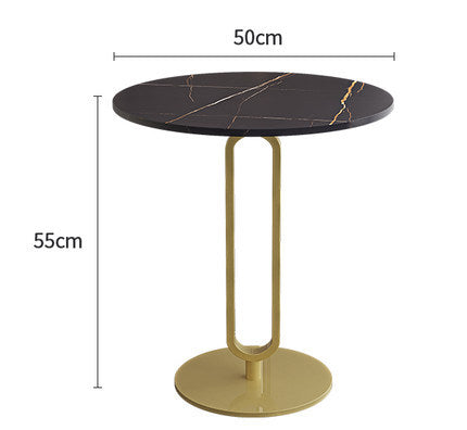 Luxury Round Stone Side Table with Elegant Frame