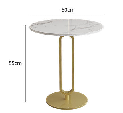 Luxury Round Stone Side Table with Elegant Frame