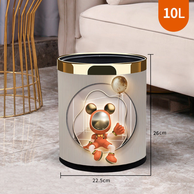 Luxury Double-Layer Designer Bear Trash Bin