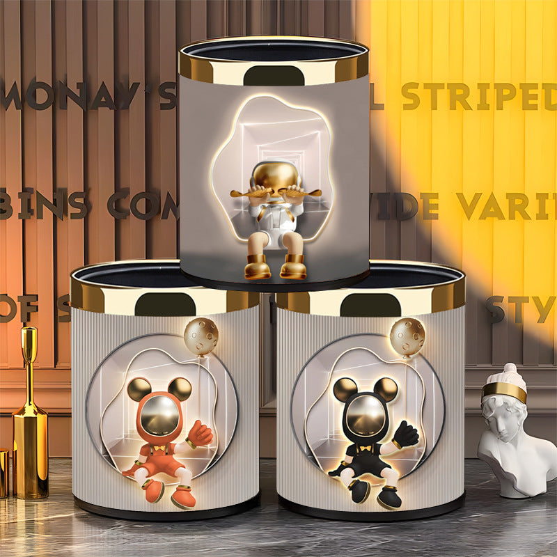 Luxury Double-Layer Designer Bear Trash Bin