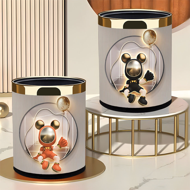 Luxury Double-Layer Designer Bear Trash Bin