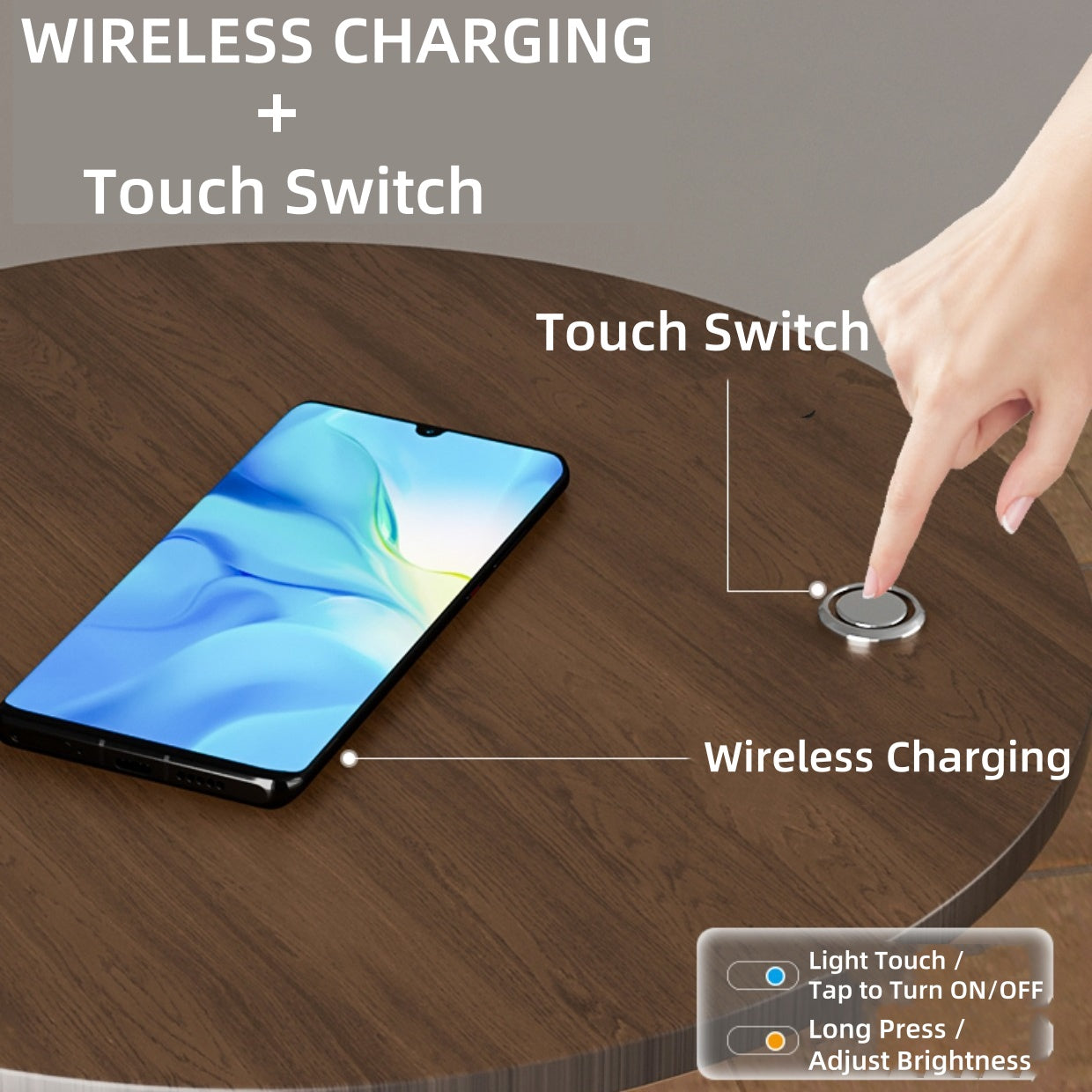 Walnut Marble Charging Lamp