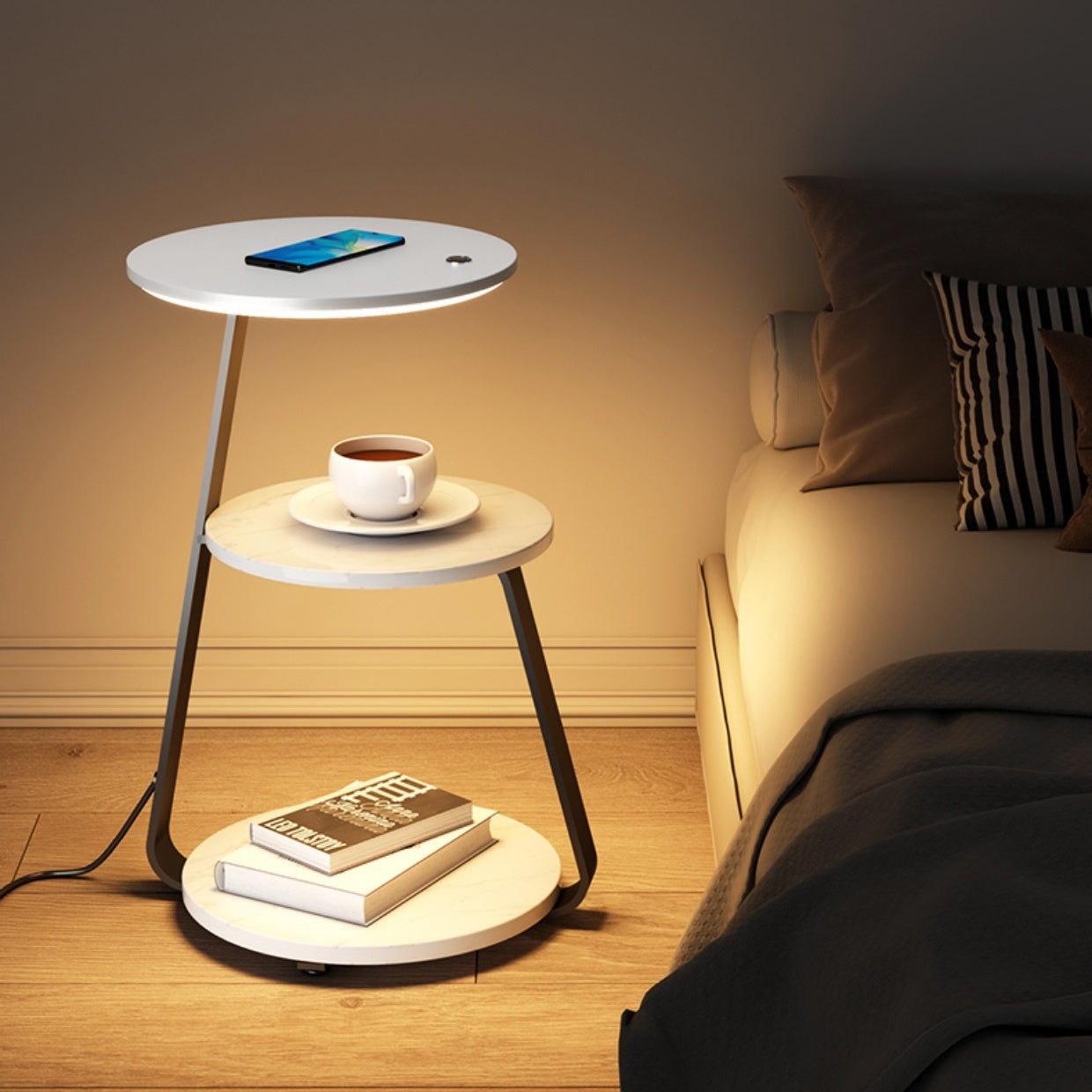 Walnut Marble Charging Lamp