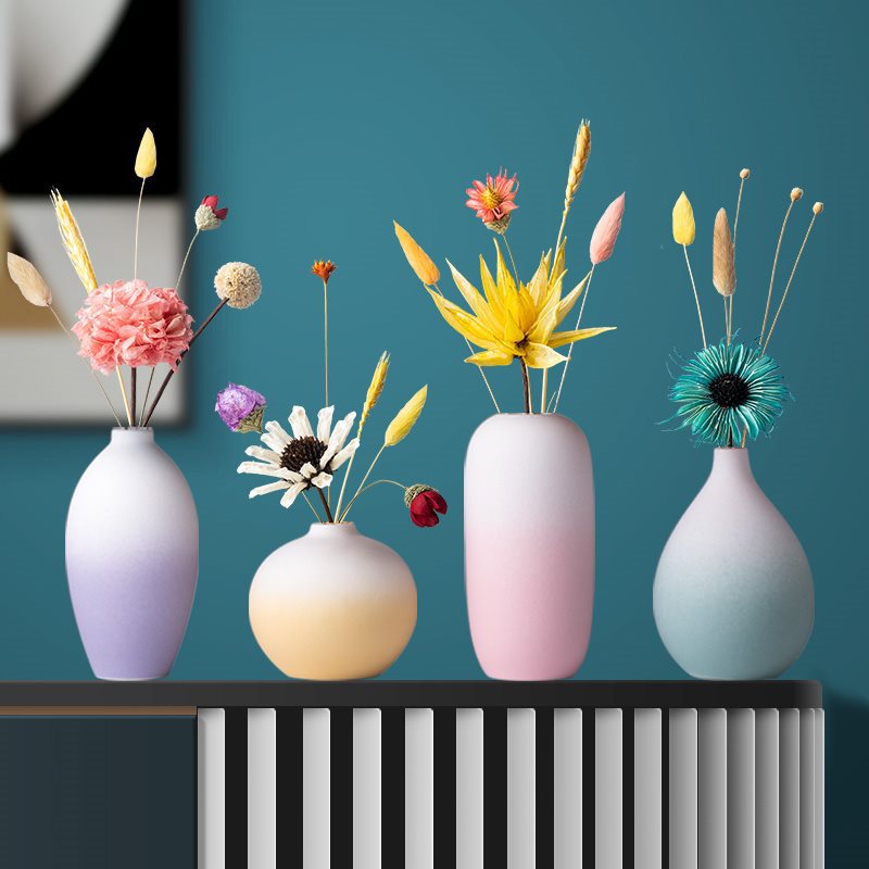Modern Luxury Vase Set with Dried Flowers