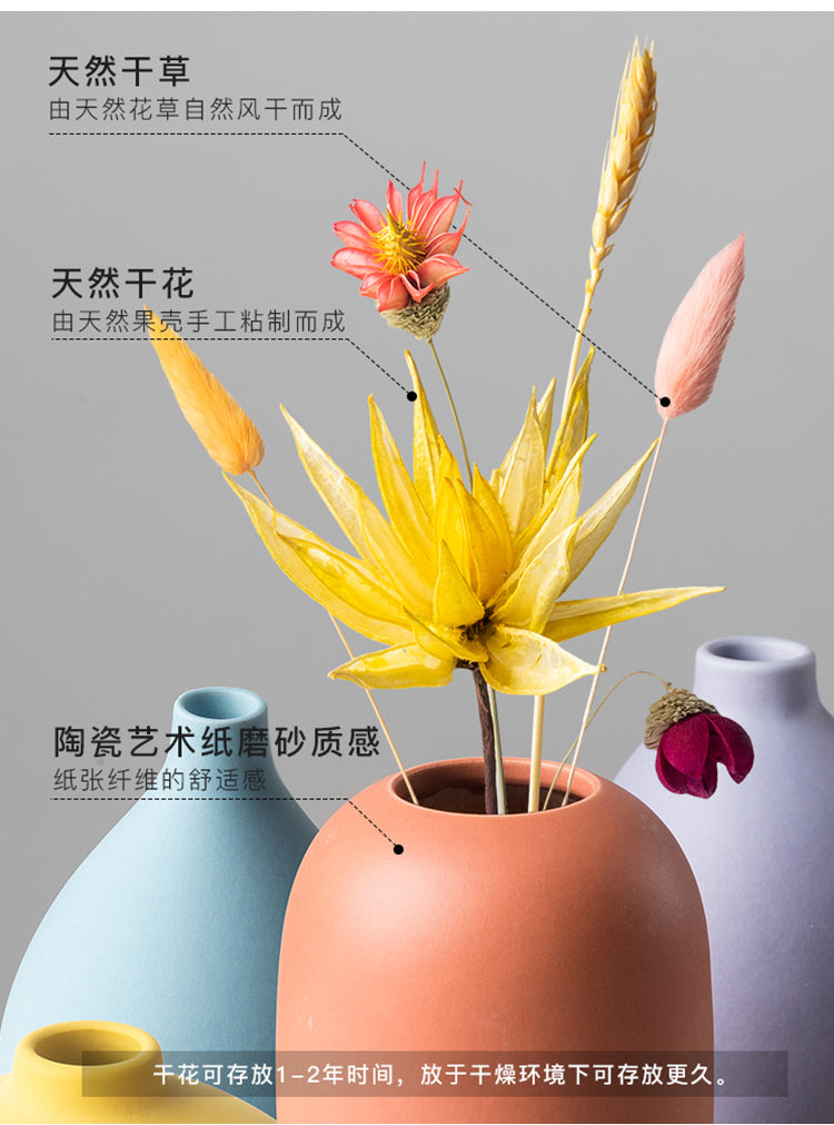 Modern Luxury Vase Set with Dried Flowers