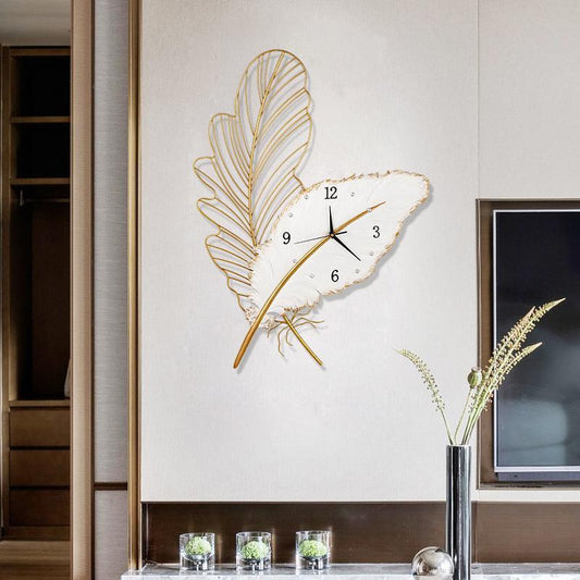 Feather-Inspired Luxury Wall Clock