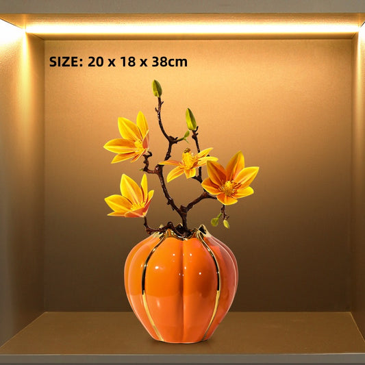 Magnolia Pumpkin Vase Decor