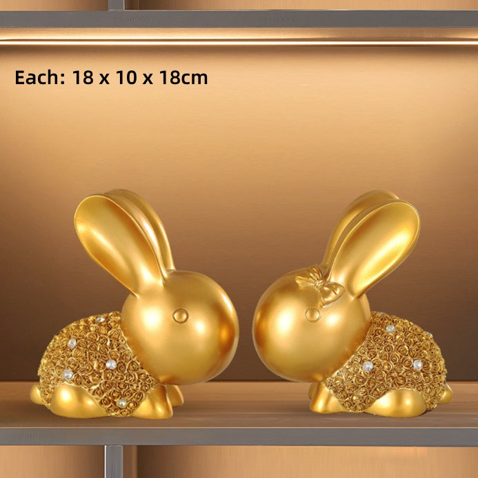 Golden Money Rabbits Pair