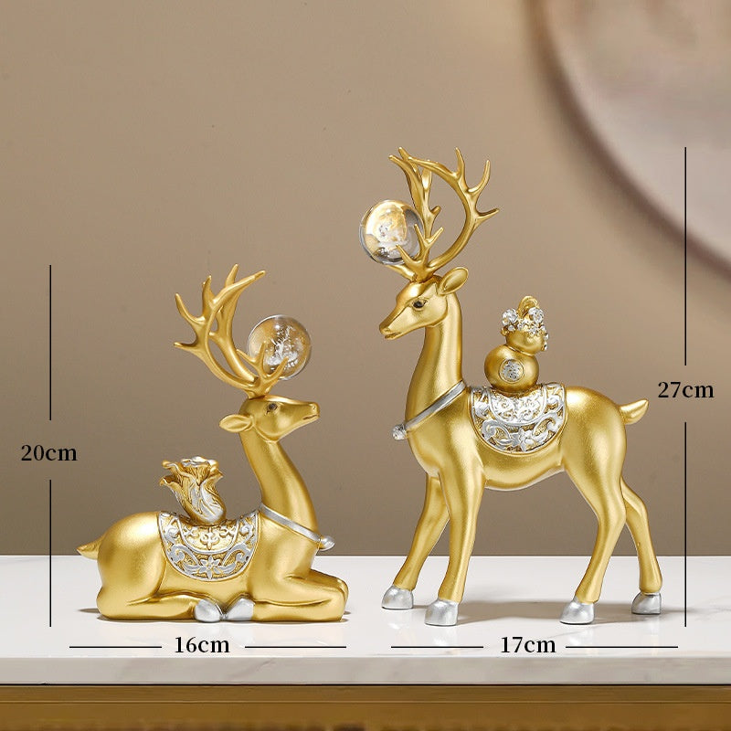 Pair of Gourd Fortune Deer