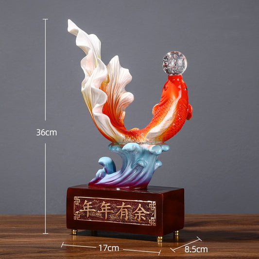 Red Koi Fortune Sculpture