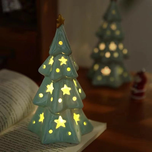 Charming Ceramic Star Christmas Tree Night Light