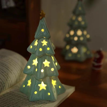 Charming Ceramic Star Christmas Tree Night Light