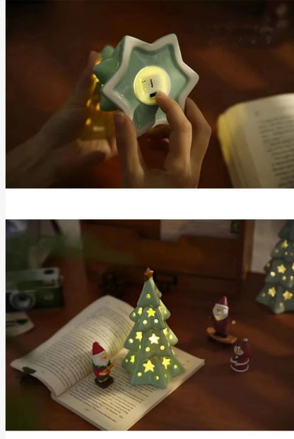 Charming Ceramic Star Christmas Tree Night Light