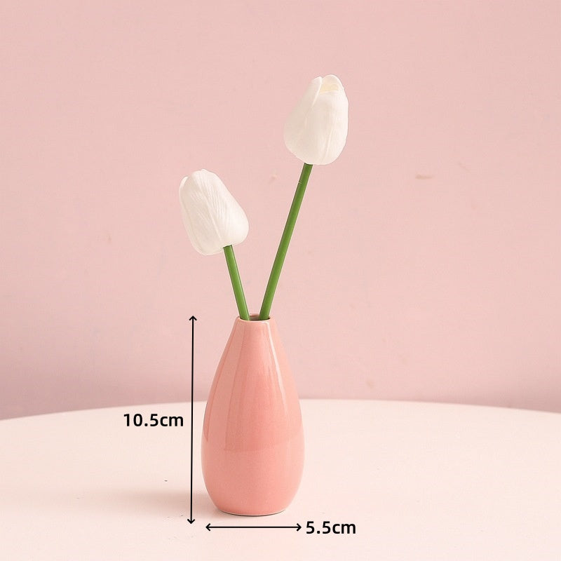 Elegant Ceramic Vase with Faux Floral Set