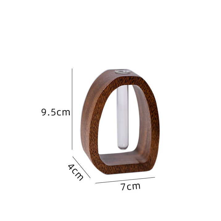Exquisite Walnut Wood & Glass Floral Vase
