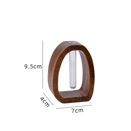 Exquisite Walnut Wood & Glass Floral Vase