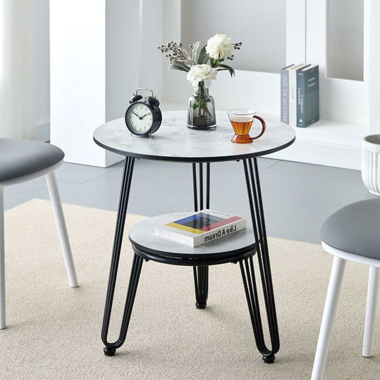 Luxury Dual-Layer Round Stone Coffee Table