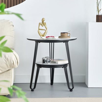 Luxury Dual-Layer Round Stone Coffee Table