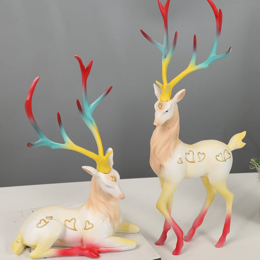 Whimsical Heart Deer Duo