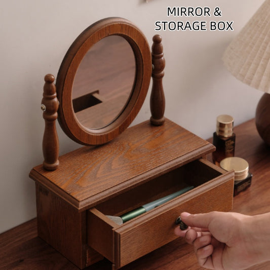 French Elegance Wooden Vanity Mirror  Description: