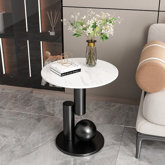 Elegant Round Stone Side Table