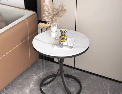Luxury Stone Accent Side Table with Metal Finish