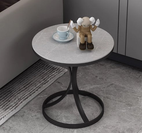 Luxury Stone Accent Side Table with Metal Finish