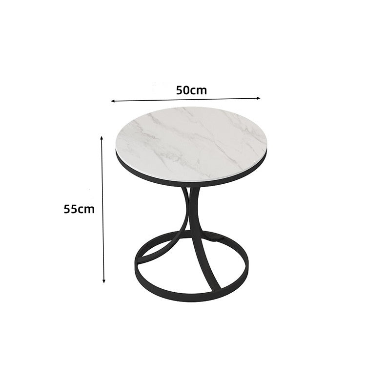 Luxury Stone Accent Side Table with Metal Finish