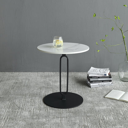 Luxury Round Stone Side Table with Elegant Frame