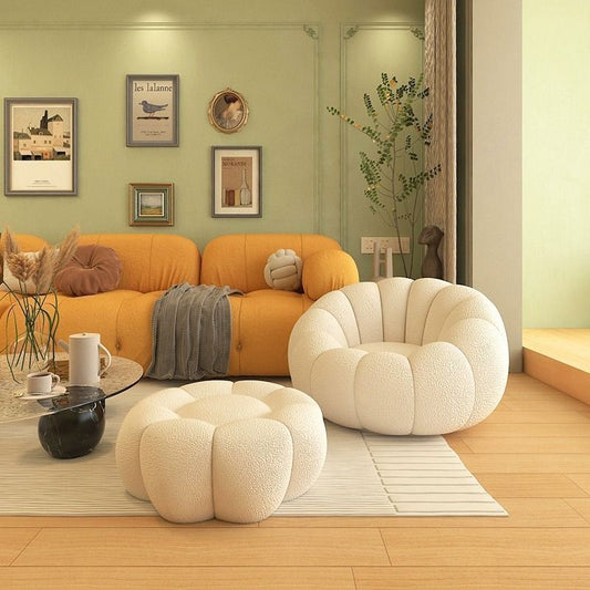 Cozy Pumpkin Lounge Chair with Ottoman