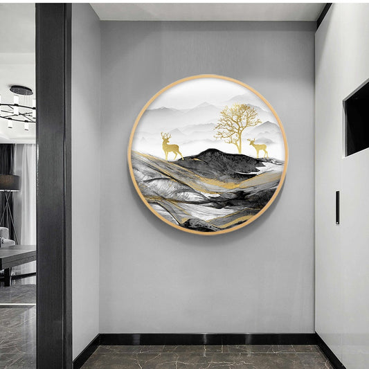 Zen Serenity Solid Wood Round Wall Art